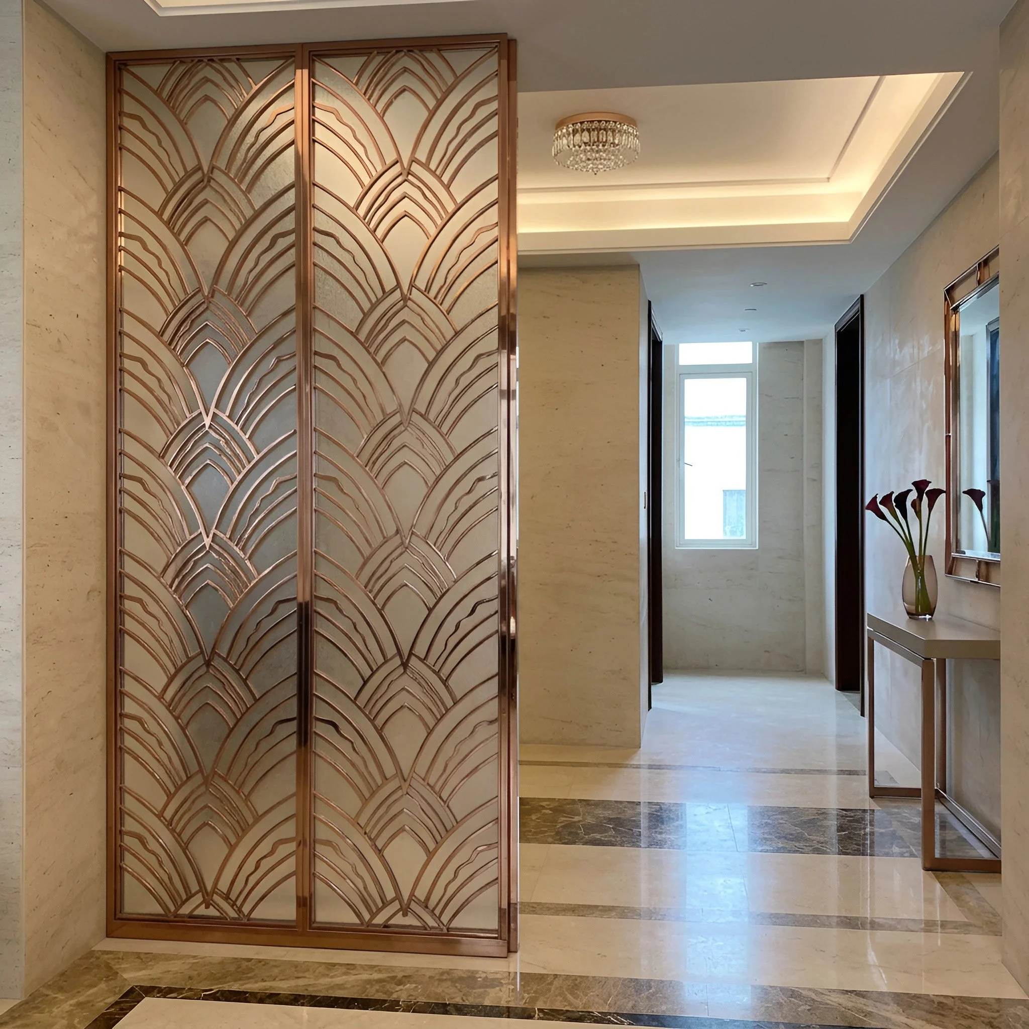 Shanghai Villa Rose Gold Entrance Partition